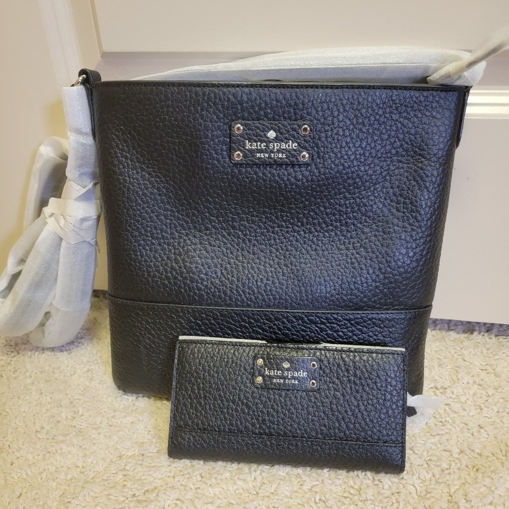 NWT Kate Spade Black Bay Street Crossbody and matching Wallet - Picture 1 of 5